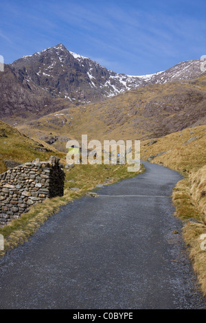 Die Bergleute verfolgen, einen der Wege hinauf zum Gipfel des Mount Snowdon, Snowdonia, North Wales, UK Stockfoto