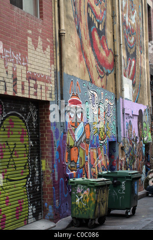 STREET ART IN GRAFFITI LANE, MELBOURNE CBD, VICTORIA, AUSTRALIEN. Stockfoto