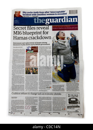 Die Zeitung The Guardian zeigen vorderen Cover Stockfoto