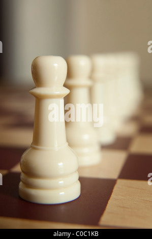 Rang eines weißen Schach Schachfiguren Stockfoto
