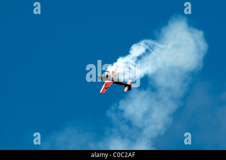 Flugvorführungen von Royal Jordanian Falcons mit Walter Extra EA300L. Am Amman International Airport Stockfoto