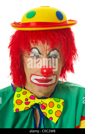 Porträt eines sehr deprimiert senior Clown im studio Stockfoto