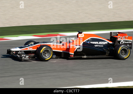 Jeroma d ' Ambrosio Laufwerke für das Marussia Virgin Racing Team während des Tests auf dem Circuit de Catalunya 18. Februar 2011 Stockfoto