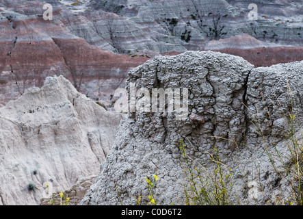 Details der Erosion im Badlands National Park in South Dakota. Stockfoto