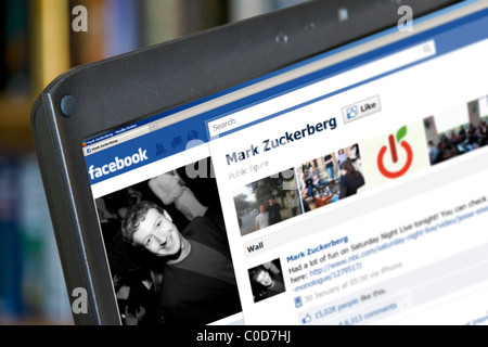 Zuckerbergs (Gründer von Facebook) Seite auf den Facebook-social-networking-site Stockfoto