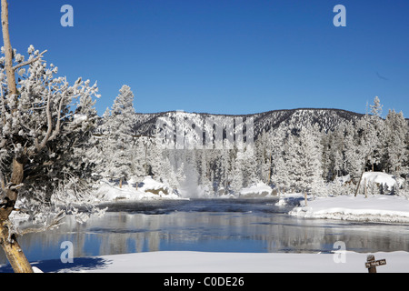 Einem kalten Morgen im Yellowstone Stockfoto