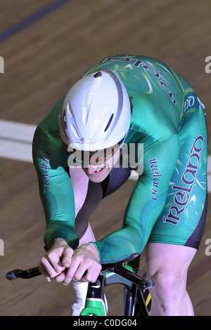 Mens Omnium Einzelverfolgung UCI Manchester Velodrome, Stockfoto