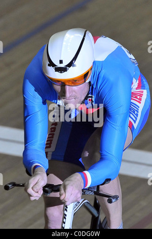 Mens Omnium Einzelverfolgung UCI World Cup Manchester Velodrome, Stockfoto