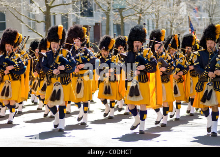 Dudelsackspieler am St. Patricks Day Parade auf Fifth Avenue, New York City. Stockfoto