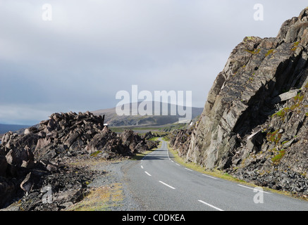 Straße nach Hamningberg im Sommer. Stockfoto