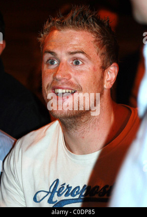 Jamie Heaslip der Leinster Rugby Team feiern ihre Magners League Titelgewinn über Newport Gwent Drachen Krystle Nachtclub Stockfoto