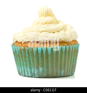 Kinder feiern hausgemachte Cup Cake isoliert auf weiss Stockfoto