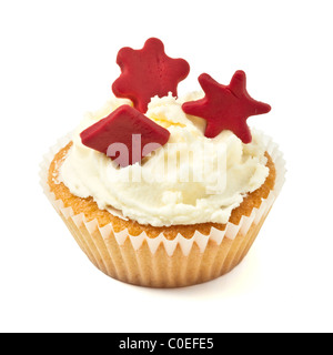 Kinder feiern hausgemachte Cup Cake isoliert auf weiss Stockfoto