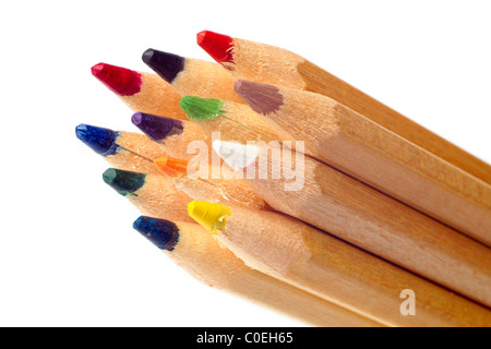 Buntstifte, auf weißem Hintergrund Stockfoto