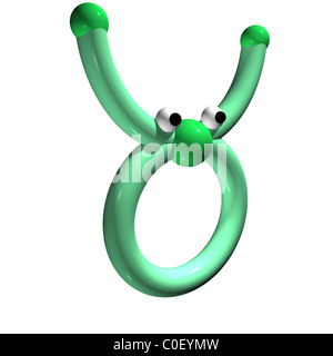Grüne Tierkreiszeichen, Seitenansicht, 3d, es ist isoliert. Taurus Stockfoto