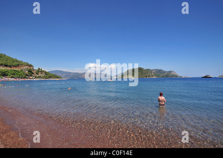 Schöner Strand und Meer, Ägäis, Icmeler, Türkei, Europa Stockfoto