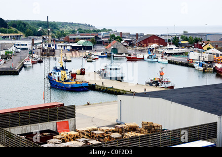 Angelboote/Fischerboote vertäut im Hafen von Ronne die Hauptstadt der Insel Bornholm, Dänemark Stockfoto