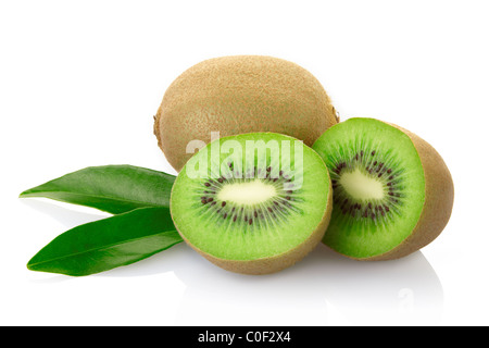 Kiwifrucht isoliert auf weiss Stockfoto