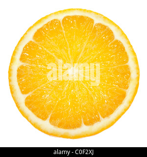 Orangenscheibe, isoliert auf weiss, Clipping-Pfad enthalten Stockfoto