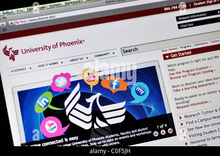 Universität von Phoenix-Webseite Stockfoto