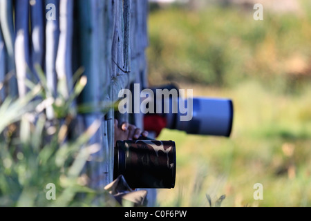 Fotografen bei Intaka Island Bird Sanctuary in der Nähe von Kapstadt, Südafrika. Stockfoto