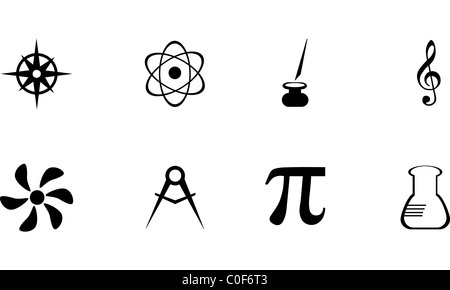 Zurück zu Schule Unterricht Symbole Satz isoliert Stockfoto