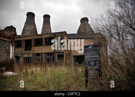 Alten redundante Keramik Brennofen Schornsteine und Fabriken in Stoke-on-Trent, Staffordshire, UK Stockfoto