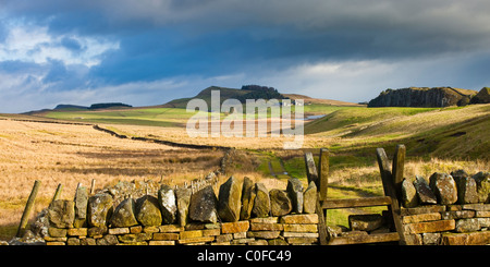 Stahl Rigg auf Hadrian Wall Northumberland Nationalpark Northumberland England Stockfoto