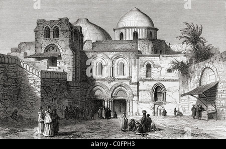 Die Kirche des Heiligen Grabes in der Altstadt von Jerusalem, Palästina, wie es war im 19. Jahrhundert. Stockfoto