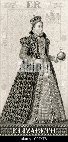 Elizabeth I, 1533, 1603. Königin Regnant von England und Königin Regnant von Irland 1558 bis zu ihrem Tod. Stockfoto