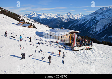 Restaurant für Skifahrer auf den Pisten des Zillertals, Österreich Stockfoto