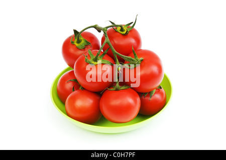 Rote Tomaten auf dem weißen Hintergrund isoliert Stockfoto