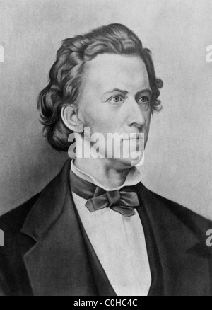 Jahrgang des 19. Jahrhunderts Porträt des polnischen Komponisten und Pianisten Frédéric Chopin (1810-1849). Stockfoto