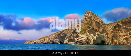 Sedimentären Felsen in den Klippen von Paleokastritsa Korfu, griechische Ionische Inseln Stockfoto