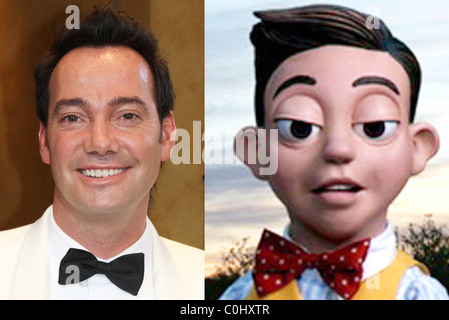 Bei der Geburt getrennt... Zeigen Sie streng Come Dancing Richter Craig Revel Horwood und geizig aus dem Kinder-TV 'Lazytown' Craig Stockfoto