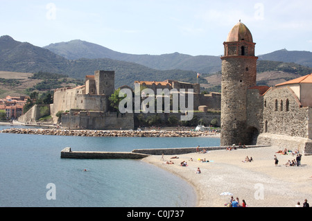 Der Hafen in Collioure, Frankreich Stockfoto