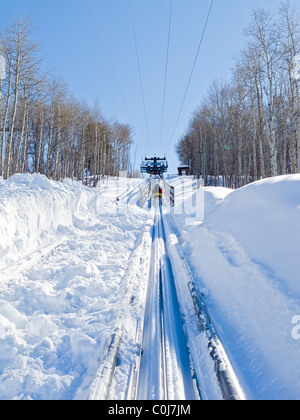 Reiten Sie die Alpine Coaster im Winter in Park City Mountain Resort. Stockfoto