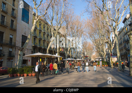 La Rambla Boulevard Mitteleuropas Winter Barcelona Catalunya Spanien Stockfoto