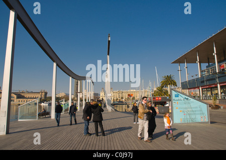 Rambla del Mar Fußweg auf Port Vell Barcelona Catalunya Spanien Mitteleuropa Stockfoto