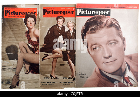 Drei alte Zeitschriften aus 1945 1952 und 1953 des Magazins Picturegoer ein Film pro Woche. EDITORIAL NUR Stockfoto