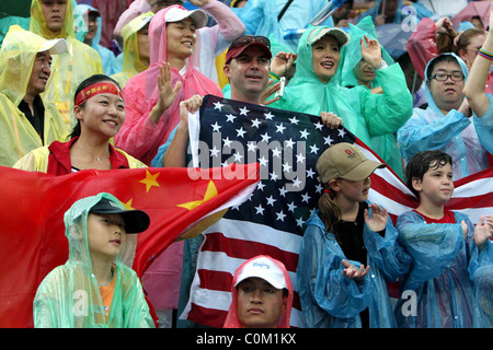 Atmosphäre während des Finales der Frauen Beach-Volleyball gegen China. Die USA schlagen China um Gold zu gewinnen und blieb ungeschlagen Stockfoto