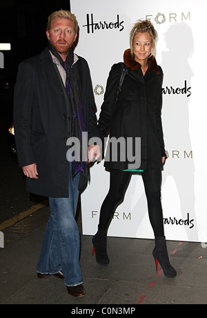 Boris Becker und Sandy Meyer-Wolden besuchen die Launch-Party für Petra Ecclestone Form Menswear an Harrods in London, England- Stockfoto