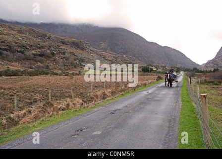 Eine Kutsche Auto in der Gap of Dunloe, Killarney, Grafschaft Kerry Stockfoto