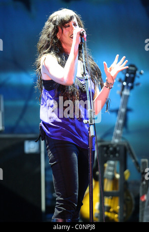 Alanis Morissette führt im Konzert auf Paradise Island auf den Bahamas als Teil der Serie Atlantis zu leben. Nassau, Bahamas- Stockfoto