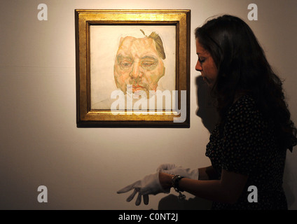 Lucian Freud-Portrait von Francis Bacon - est ú 5-7 Mil. Christie-Nachkriegs- und zeitgenössische Kunst-Auktion-Presse-Preview Stockfoto