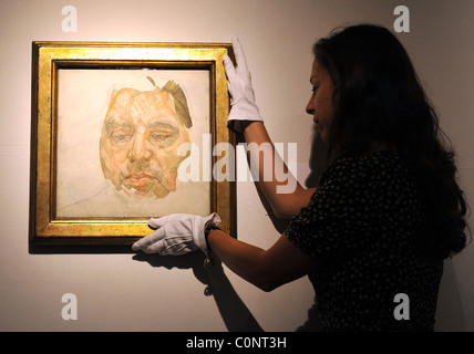 Lucian Freud-Portrait von Francis Bacon - est ú 5-7 Mil. Christie-Nachkriegs- und zeitgenössische Kunst-Auktion-Presse-Preview Stockfoto