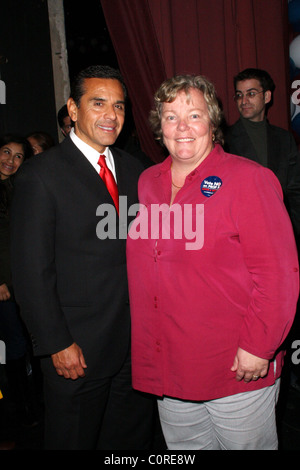 Bürgermeister von Los Angeles Antonio Villaraigosa und Lorie Jean Barack Obama Wahl gewinnen demokratischen Festveranstaltung anlässlich der Stockfoto