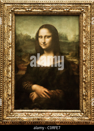 Mona Lisa Gemälde in einem Museum, Musée Du Louvre, Paris, Frankreich Stockfoto