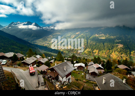 Das Dorf St Luc und im Val d ' Anniviers, Wallis, Schweiz Stockfoto