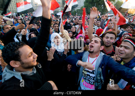 Ägypten, Kairo: Am 18. Februar Millionen Ägypter "Eine Woche seit Präsident Hosni Mubarak" zurückgetreten feierten. Stockfoto